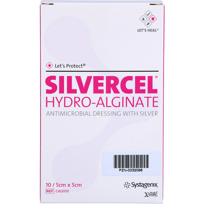 SILVERCEL Hydroalginat antibakterieller Verband mit Silber 5 cm x 5 cm, 10 pc pansement