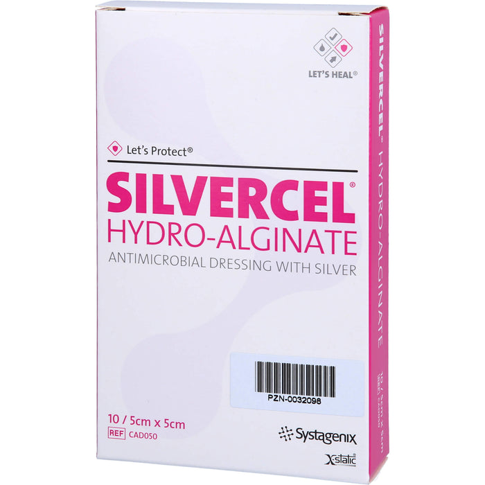 SILVERCEL Hydroalginat antibakterieller Verband mit Silber 5 cm x 5 cm, 10 pcs. dressing