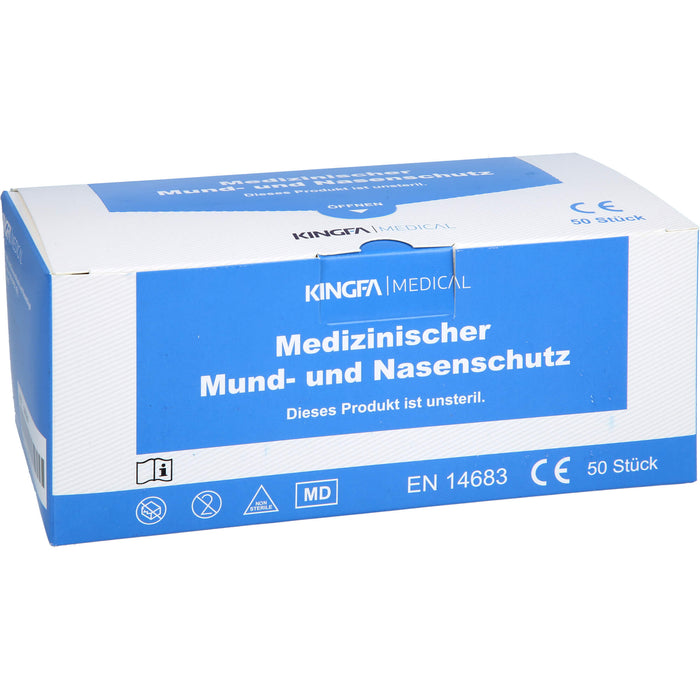 FRANK Mundschutz mit Gummiband und Nasenbügel blau, 50 St. Mundschutz