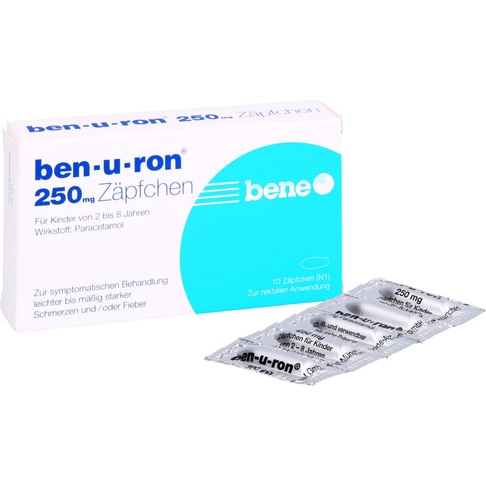 ben-u-ron 250 mg Zäpfchen bei Schmerzen und Fieber, 10 pcs. Suppositories