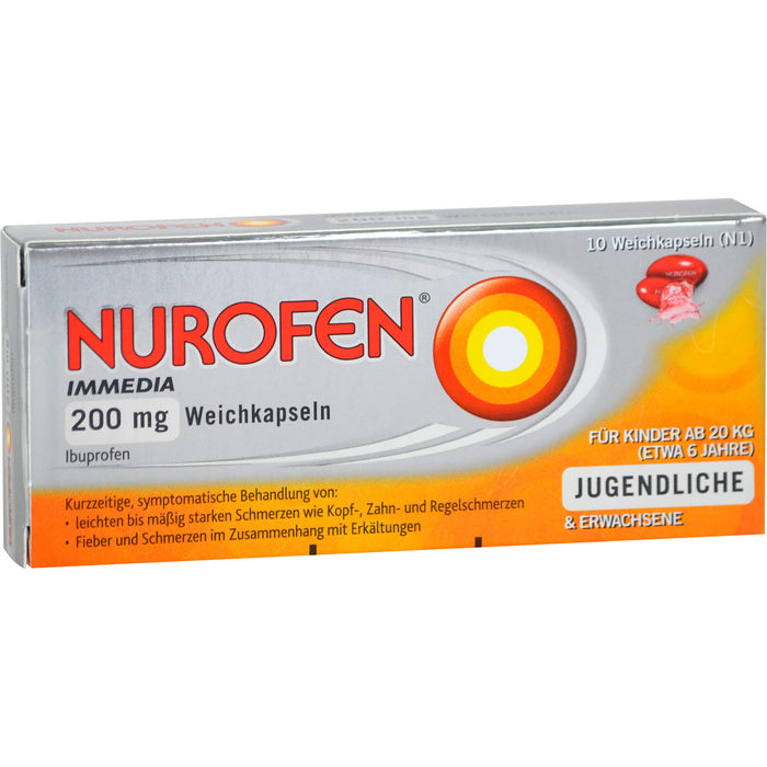 Nurofen Immedia Weichkapseln bei Regelschmerzen ab 6 Jahren 200mg, 10 pc Capsules