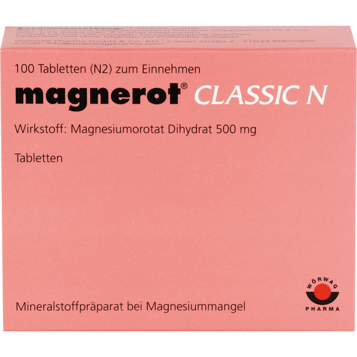 magnerot Classic N Tabletten bei Magnesiummangel, 100 pc Tablettes