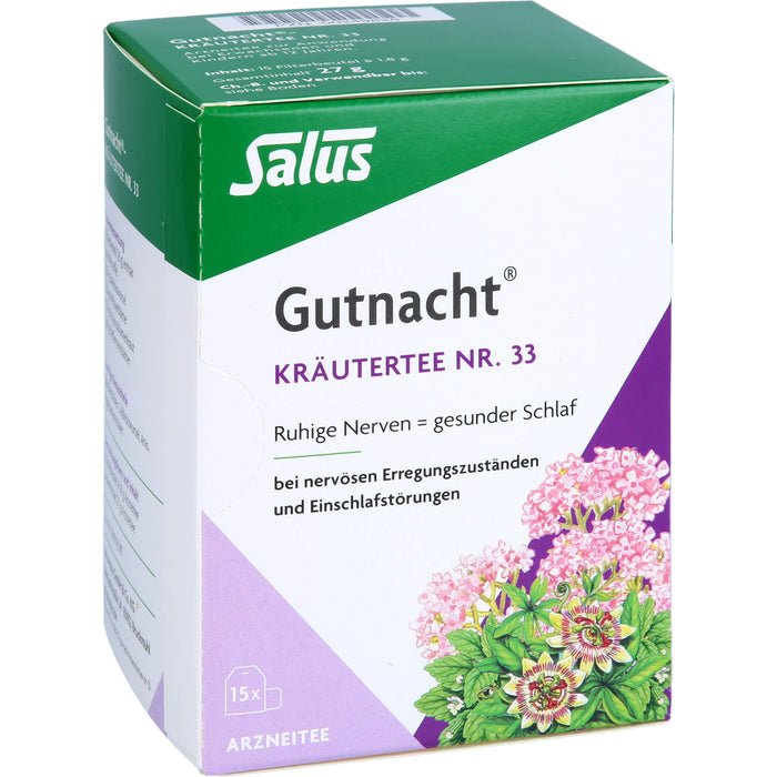 Salus Gutnacht-Kräutertee Nr. 33 ruhige Nerven = gesunder Schlaf, 15 pcs. Filter bag