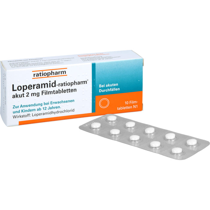 Loperamid-ratiopharm akut Filmtabletten, 10 pcs. Tablets