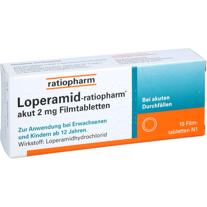 Loperamid-ratiopharm akut Filmtabletten, 10 pcs. Tablets