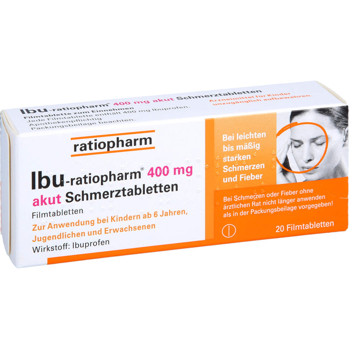 IBU-ratiopharm akut 400 mg Schmerztabletten, 20 St. Tabletten