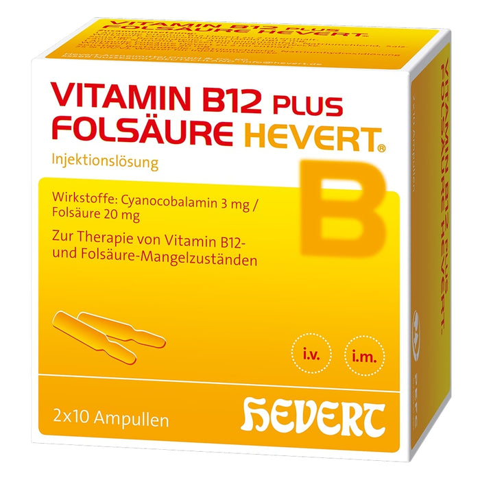 Vitamin B12 plus Folsäure Hevert Ampullen, 20 pc Ampoules