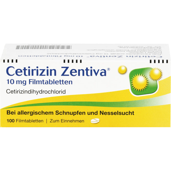 Cetirizin Zentiva 10 mg Filmtabletten bei Allergien, 100 St. Tabletten