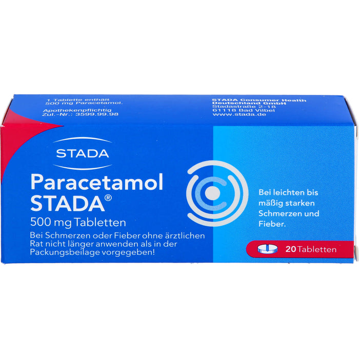 Paracetamol STADA 500 mg Tabletten bei Schmerzen und Fieber, 20 pcs. Tablets