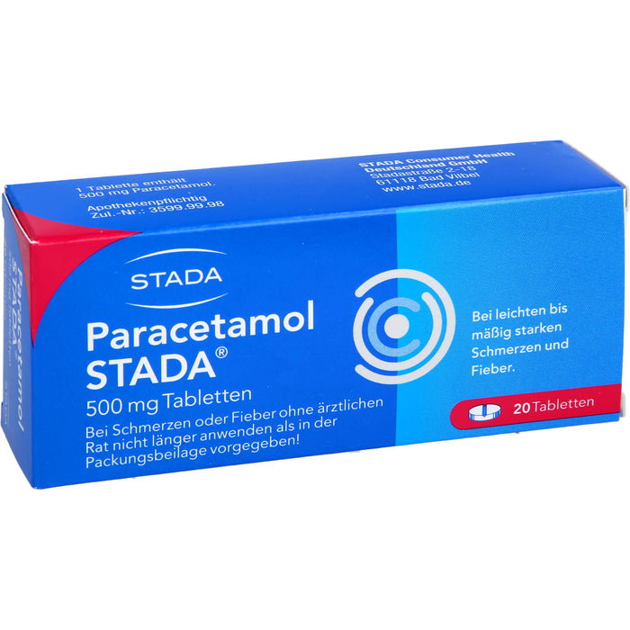 Paracetamol STADA 500 mg Tabletten bei Schmerzen und Fieber, 20 pcs. Tablets