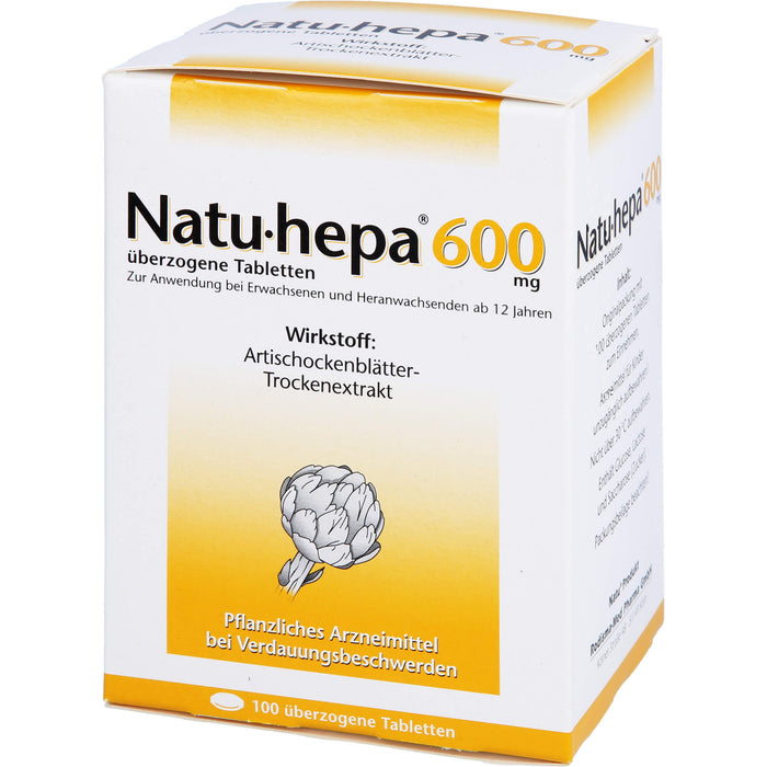 Natu-hepa 600 mg Tabletten bei Verdauungsbeschwerden, 100 pc Tablettes