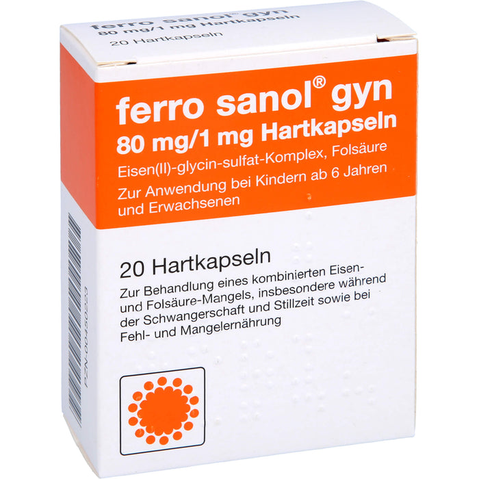 ferro sanol gyn Kapseln bei Eisen- und Folsäuremangel, 20 pc Capsules