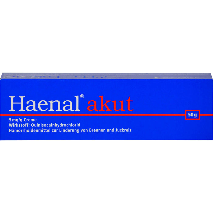 Haenal akut Creme Hämorrhoidenmittel  zur Linderung von Brennen und Juckreiz, 50 g Cream