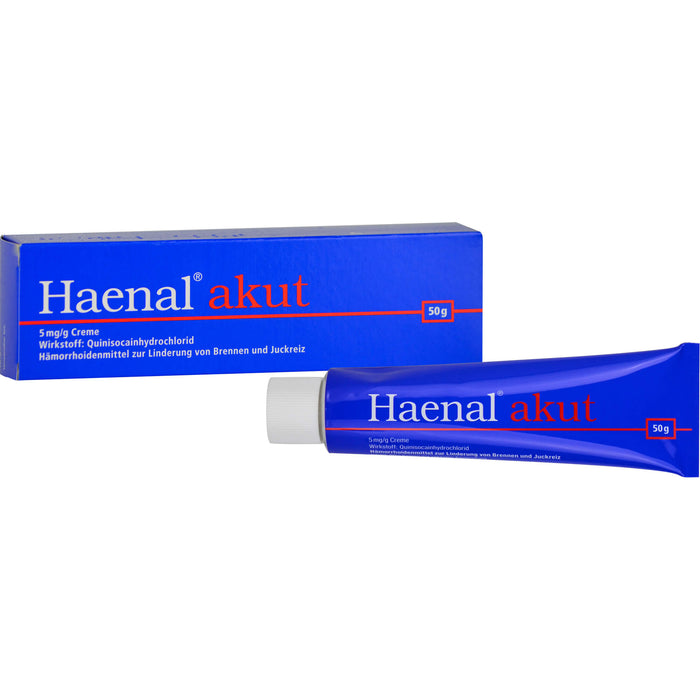 Haenal akut Creme Hämorrhoidenmittel  zur Linderung von Brennen und Juckreiz, 50 g Cream