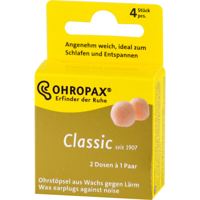 OHROPAX Classic Ohrstöpsel aus Wachs, 4 pc Bouchons d'oreilles