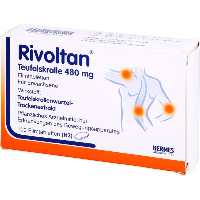 Rivoltan Teufelskralle 480 mg Filmtabletten bei Erkrankungen des Bewegungsapparates, 100 pc Tablettes