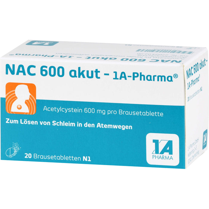 NAC 600 akut - 1A-Pharma Brausetabletten zum Lösen von Schleim, 20 pcs. Tablets