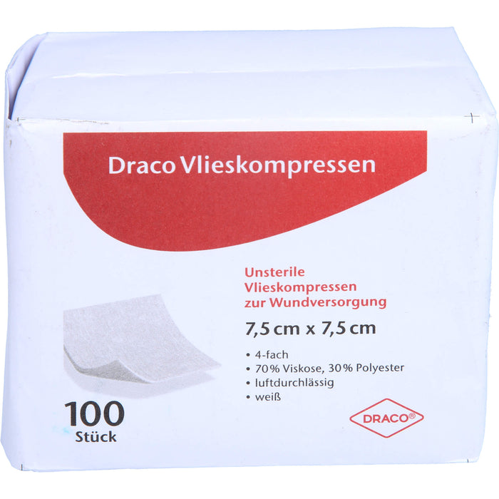 DRACO Vliesstoffkompressen 7,5 x 7,5 cm unsteril, 100 pc Compresses