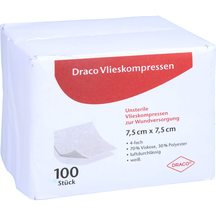 DRACO Vliesstoffkompressen 7,5 x 7,5 cm unsteril, 100 St. Kompressen