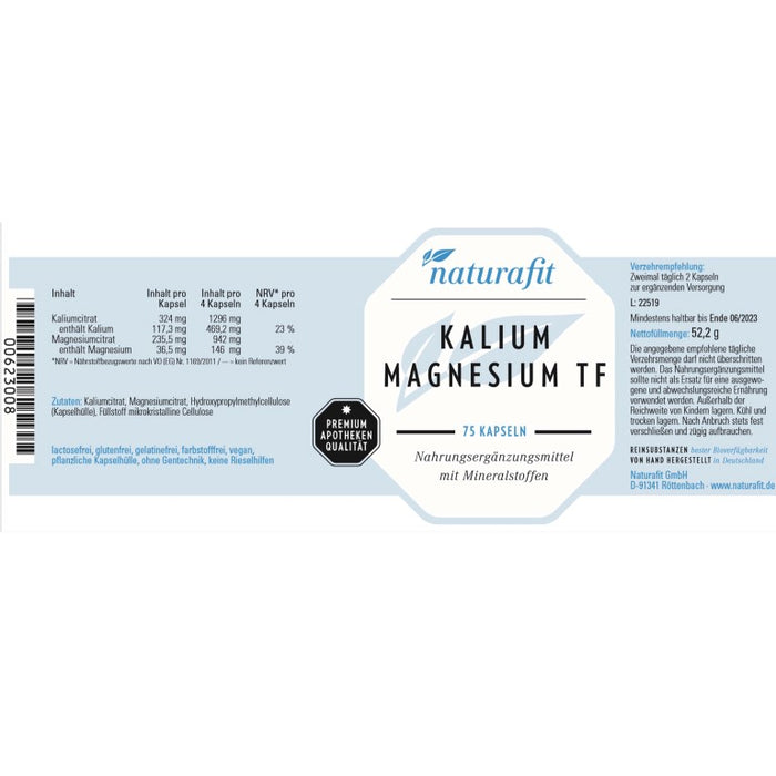 naturafit Kalium Magnesium TF Kapseln, 75 pc Capsules