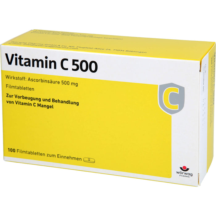 WÖRWAG Vitamin C 500 Filmtabletten, 100 pcs. Tablets