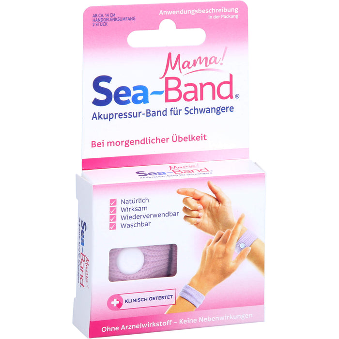 SEA BAND mama! Akupressur-Armbänder gegen morgendliche Übelkeit, 2 St. Bänder