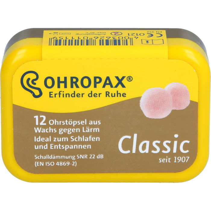 OHROPAX Classic Ohrstöpsel aus Wachs, 12 pc Bouchons d'oreilles