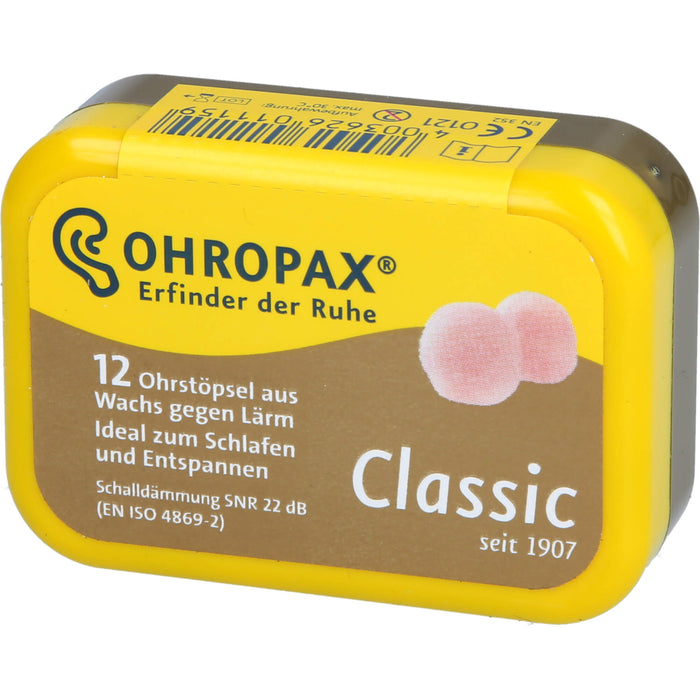 OHROPAX Classic Ohrstöpsel aus Wachs, 12 pc Bouchons d'oreilles