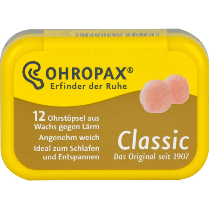 OHROPAX Classic Ohrstöpsel aus Wachs, 12 pc Bouchons d'oreilles