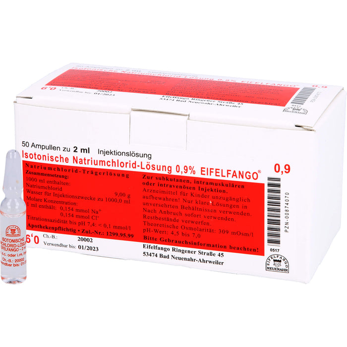 Isotonische Natriumchlorid-Lösung 0,9 % EIFELFANGO, 50 pcs. Ampoules