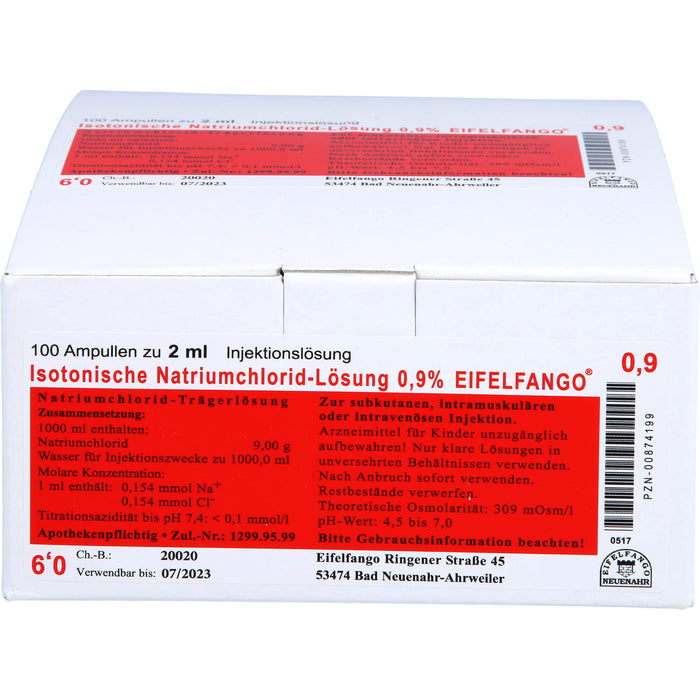 Isotonische Natriumchlorid-Lösung 0,9 % EIFELFANGO, Ampullen 2 ml, 100X2 ml ILO