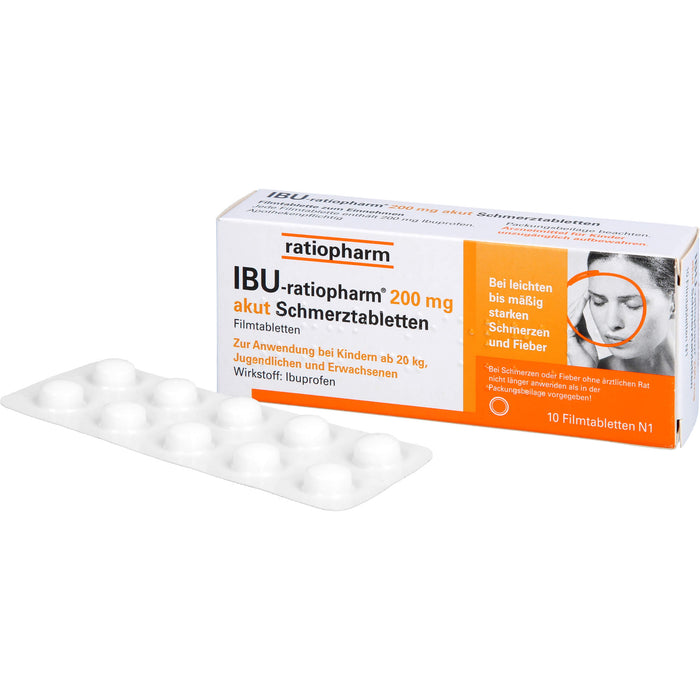 IBU-ratiopharm 200 mg akut Schmerztabletten Filmtabletten, 10 pcs. Tablets