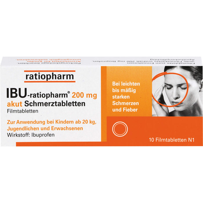 IBU-ratiopharm 200 mg akut Schmerztabletten Filmtabletten, 10 pc Tablettes