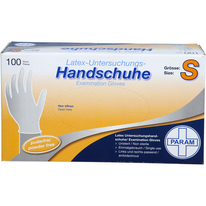 PARAM Latex-Untersuchungs-Handschuhe puderfrei Größe S, 100 pc Gants