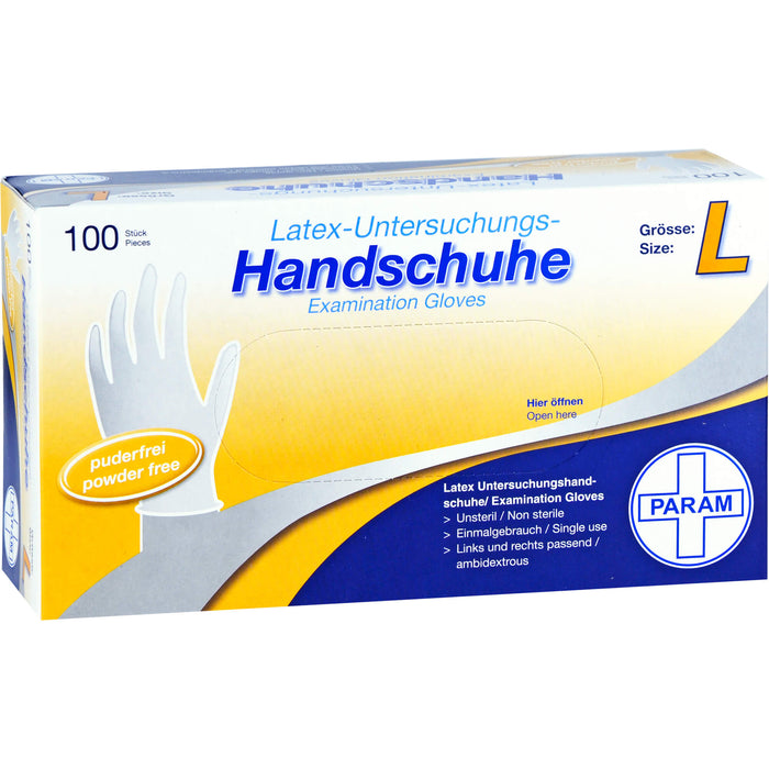 Einmal Handschuhe Latex puderfrei L, 100 pcs. Gloves