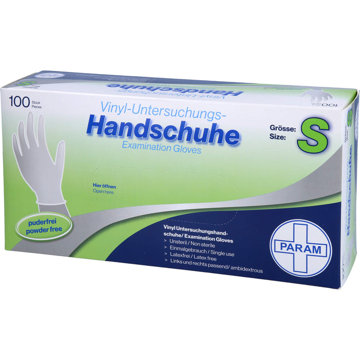 PARAM Einmal Handschuhe Vinyl puderfrei S, 100 St. Handschuhe