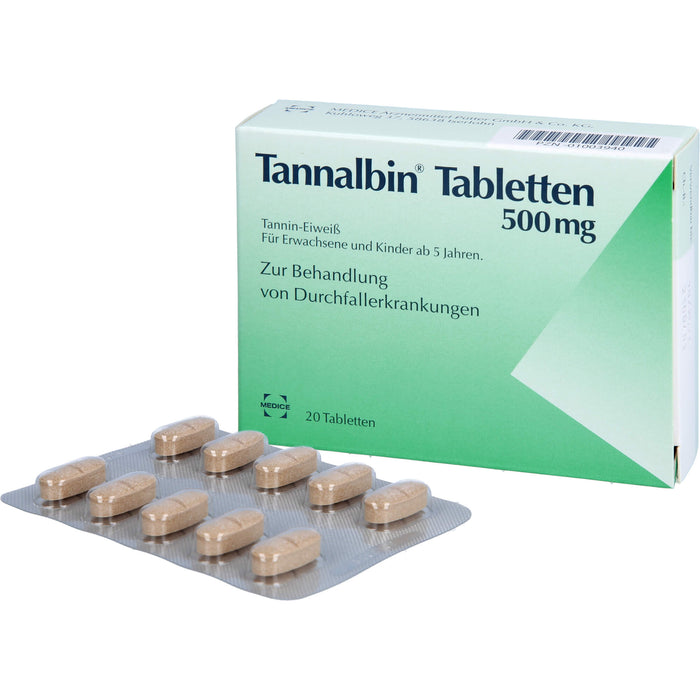 Tannalbin Tabletten 500 mg bei Durchfallerkrankungen, 20 pc Tablettes