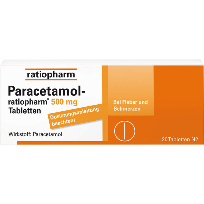 Paracetamol-ratiopharm 500 mg Tabletten, 20 pc Tablettes