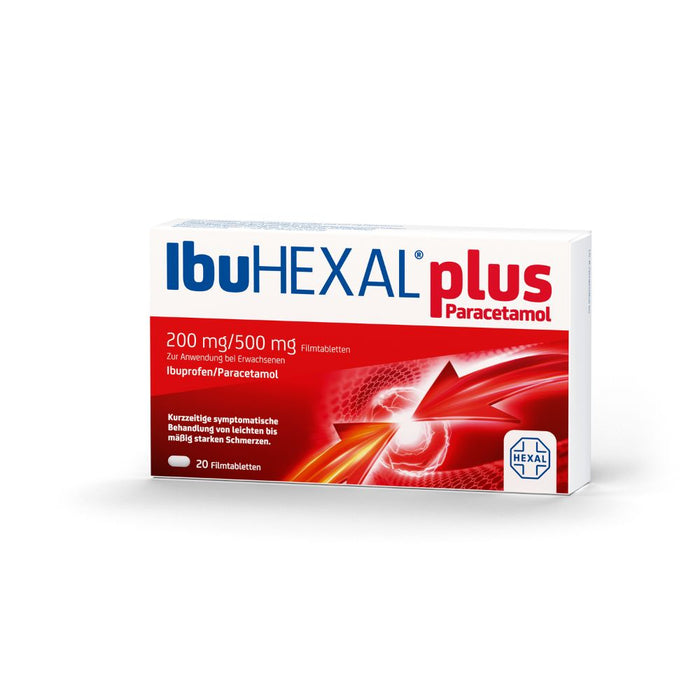 IbuHEXAL plus Paracetamol Filmtabletten bei leichten bis mäßig starken Schmerzen, 20 pcs. Tablets