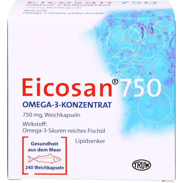 Eicosan 750 Omega-3-Konzentrat Weichkapseln Lipidsenker, 240 pcs. Capsules