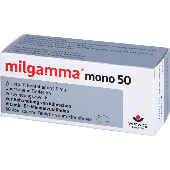 milgamma mono 50 Tabletten bei Vitamin-B1-Mangelzuständen, 60 pcs. Tablets