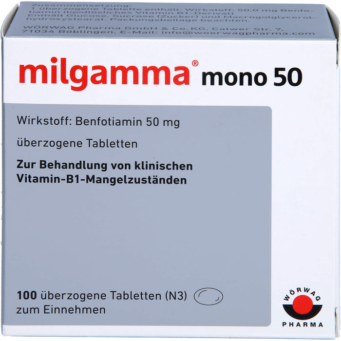 milgamma mono 50 Tabletten bei Vitamin B1 Mangelzuständen, 100 pcs. Tablets