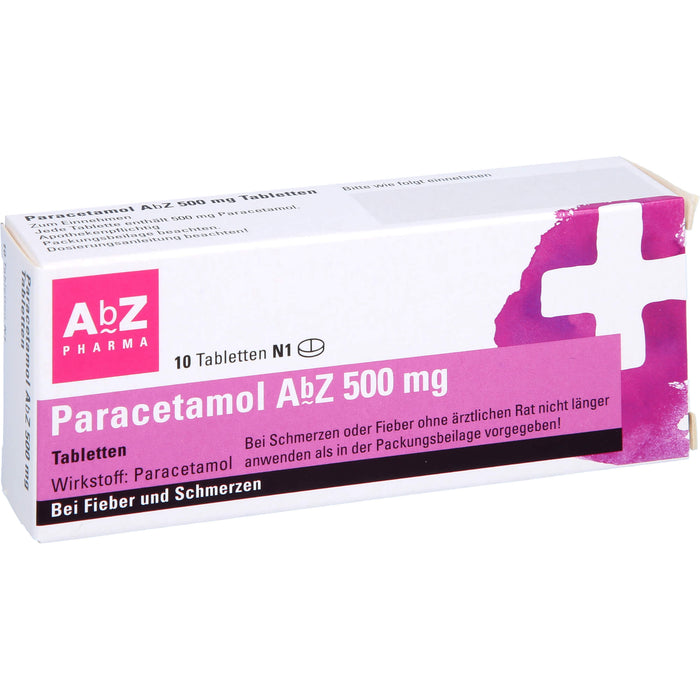 Paracetamol AbZ 500 mg Tabletten bei Fieber und Schmerzen, 10 pc Tablettes