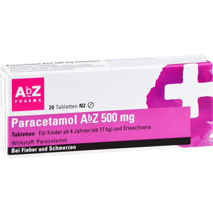 Paracetamol AbZ 500 mg Tabletten bei Fieber und Schmerzen, 20 pc Tablettes