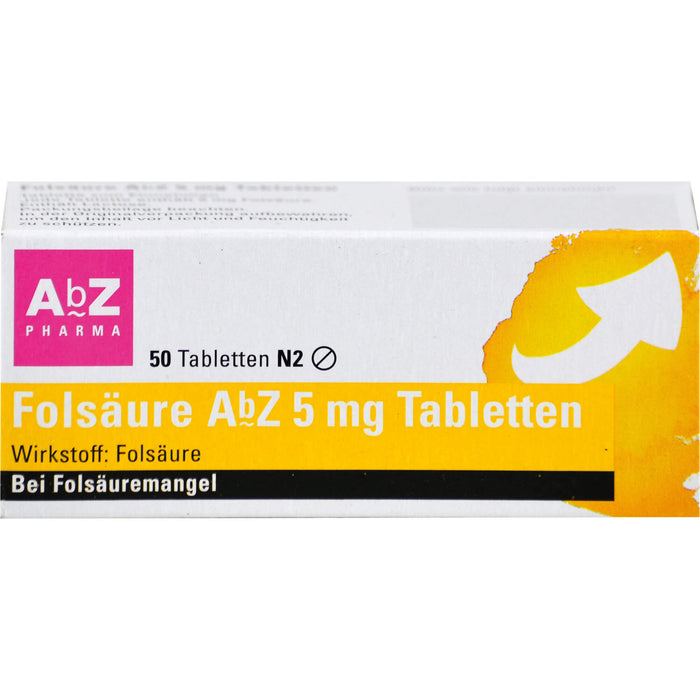 Folsäure AbZ 5 mg Tabletten bei Folsäuremangel, 50 pcs. Tablets