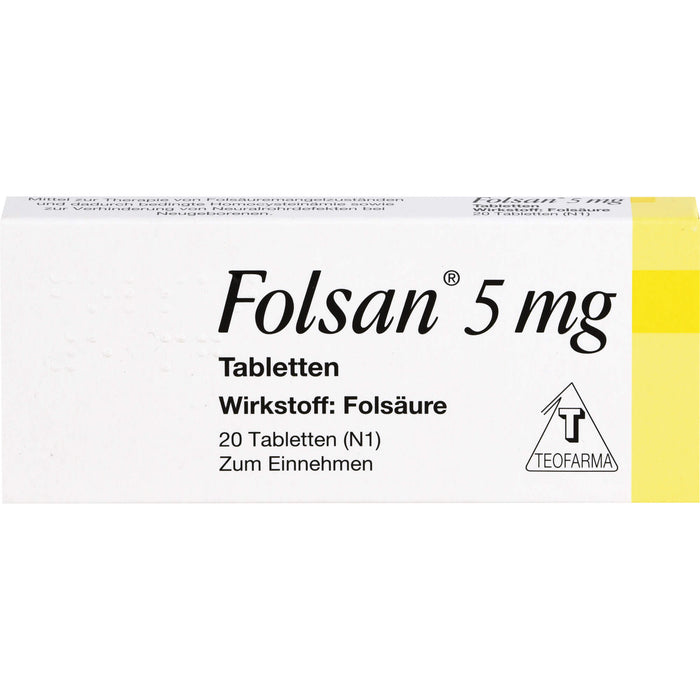 Folsan 5 mg Tabletten bei Folsäuremangelzuständen, 20 pc Tablettes