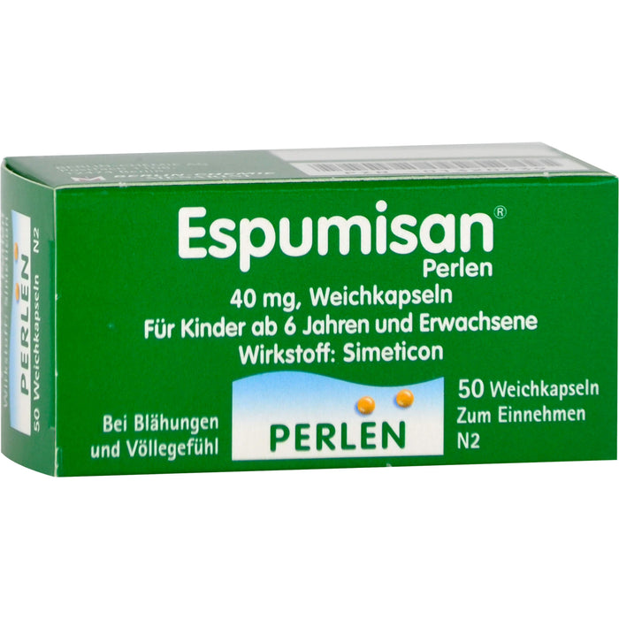 Espumisan Perlen Weichkapseln bei Blähungen und Völlegefühl, 50 pcs. Capsules