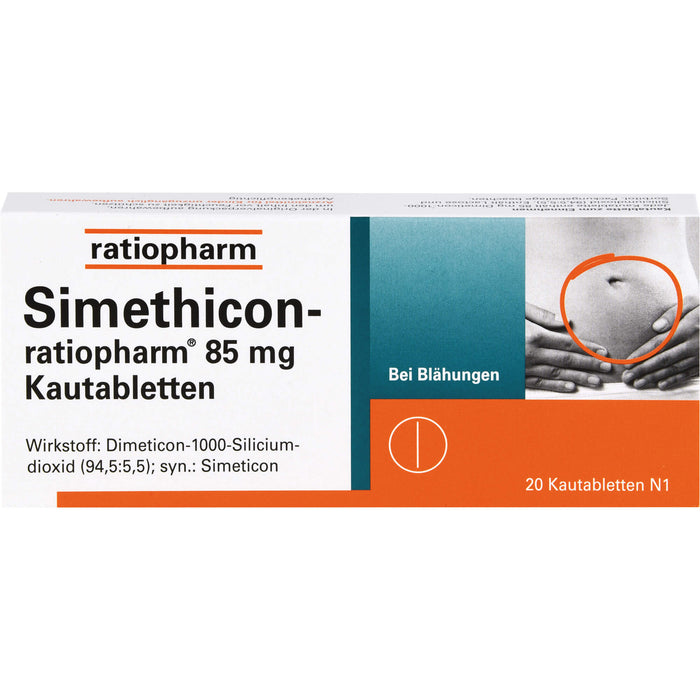 Simethicon-ratiopharm 85 mg Kautabletten, 20 pc Tablettes