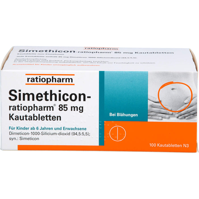 Simethicon-ratiopharm 85 mg Kautabletten bei Blähungen, 100 pcs. Tablets