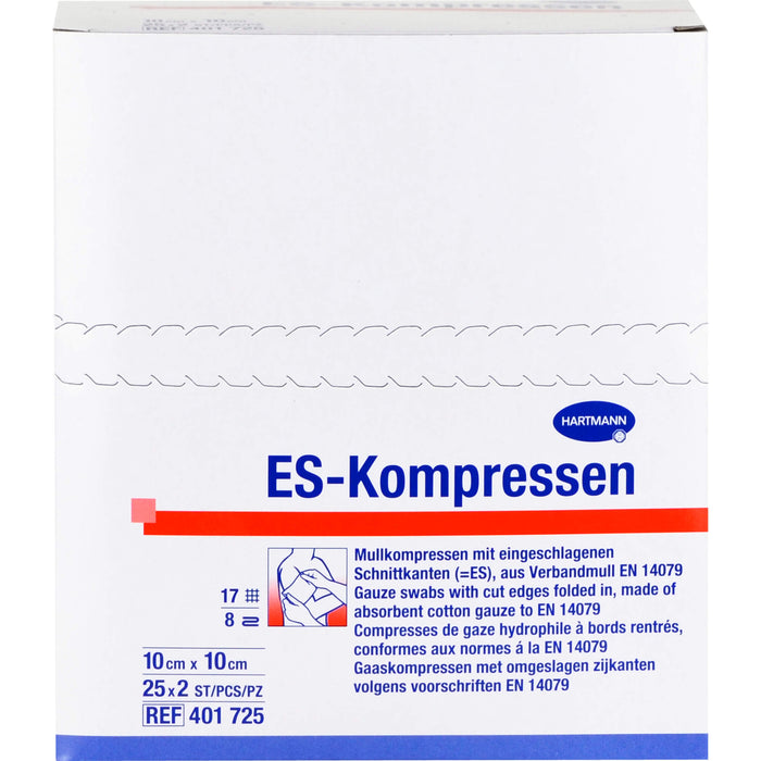 HARTMANN ES-Kompressen steril 10 cm x 10 cm Mullkompressen, 50 St. Kompressen